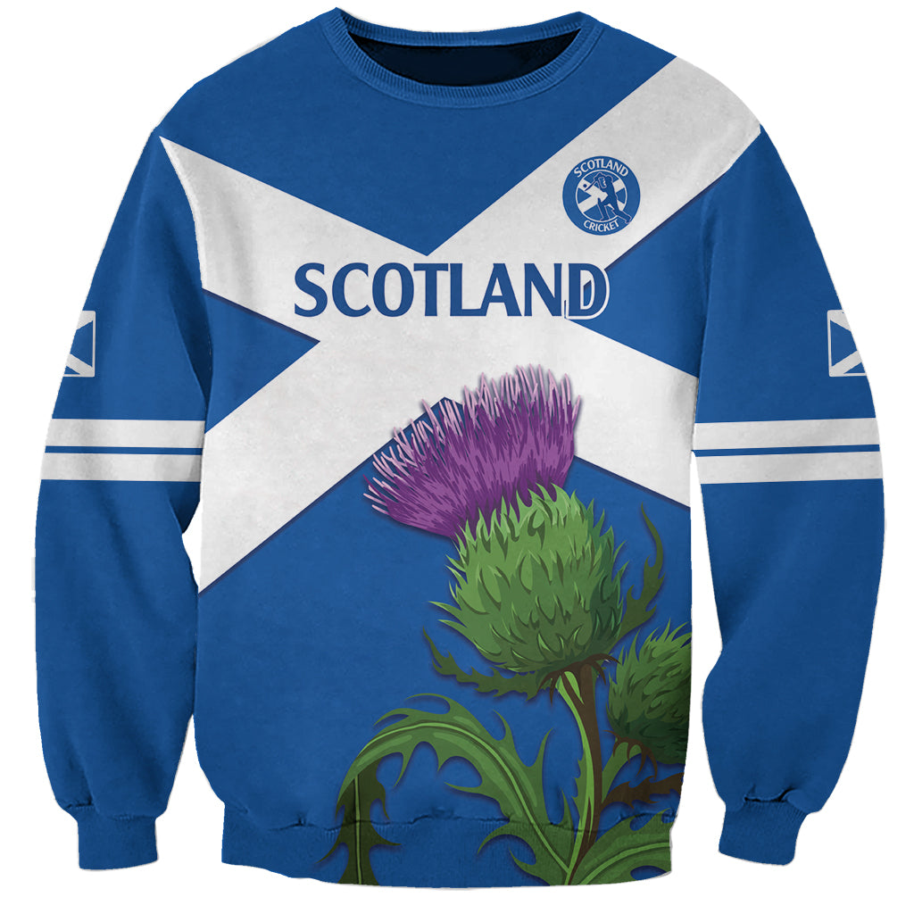 Custom Scotland Cricket Sweatshirt 2024 Scottish Thistle Flag Style - Wonder Print Shop