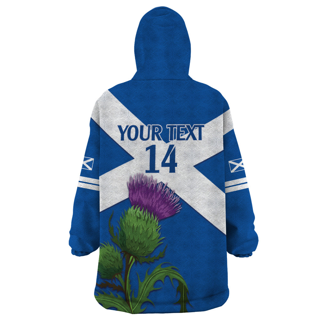 Custom Scotland Cricket Wearable Blanket Hoodie 2024 Scottish Thistle Flag Style - Wonder Print Shop
