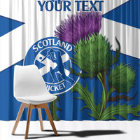 Custom Scotland Cricket Window Curtain 2024 Scottish Thistle Flag Style - Wonder Print Shop