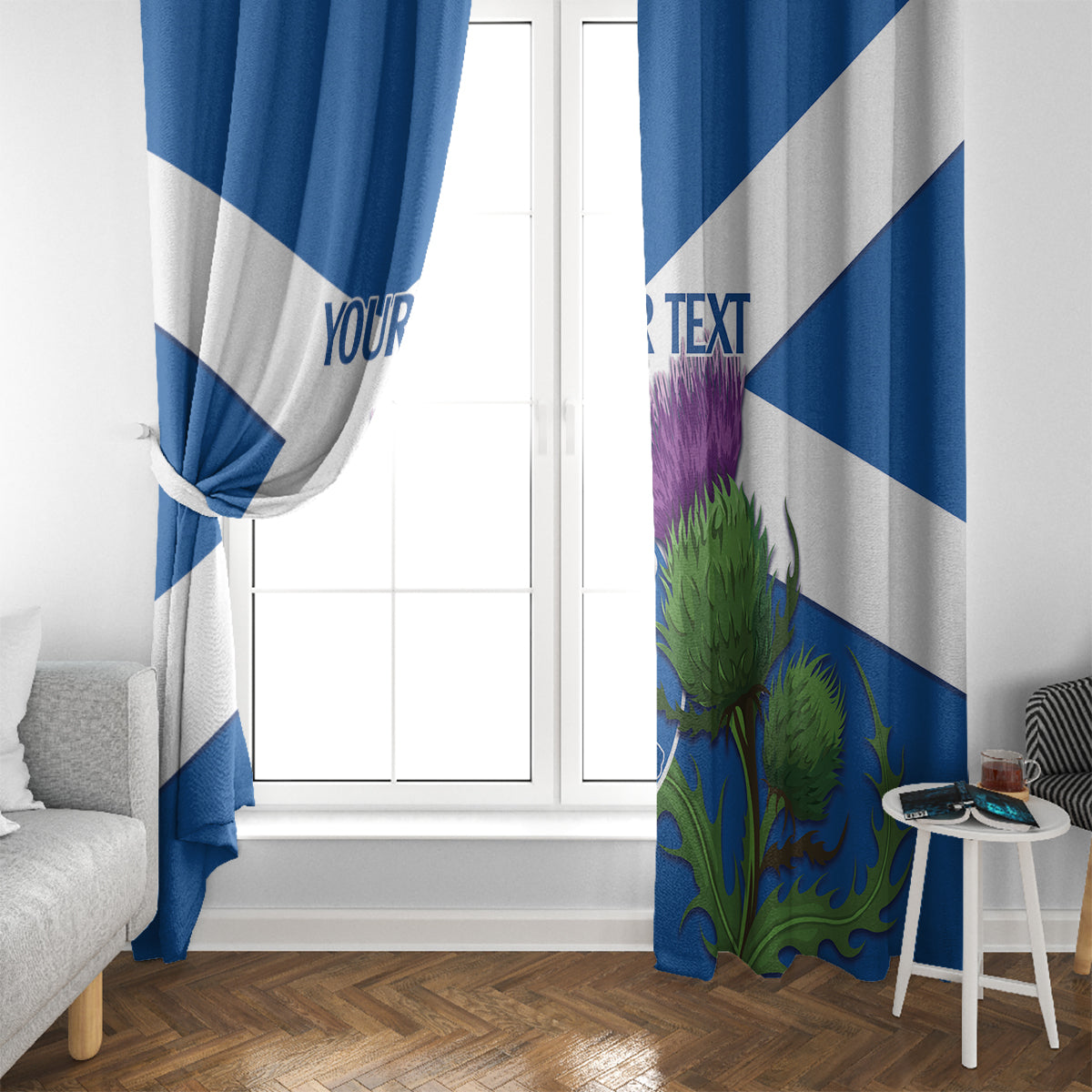 Custom Scotland Cricket Window Curtain 2024 Scottish Thistle Flag Style - Wonder Print Shop