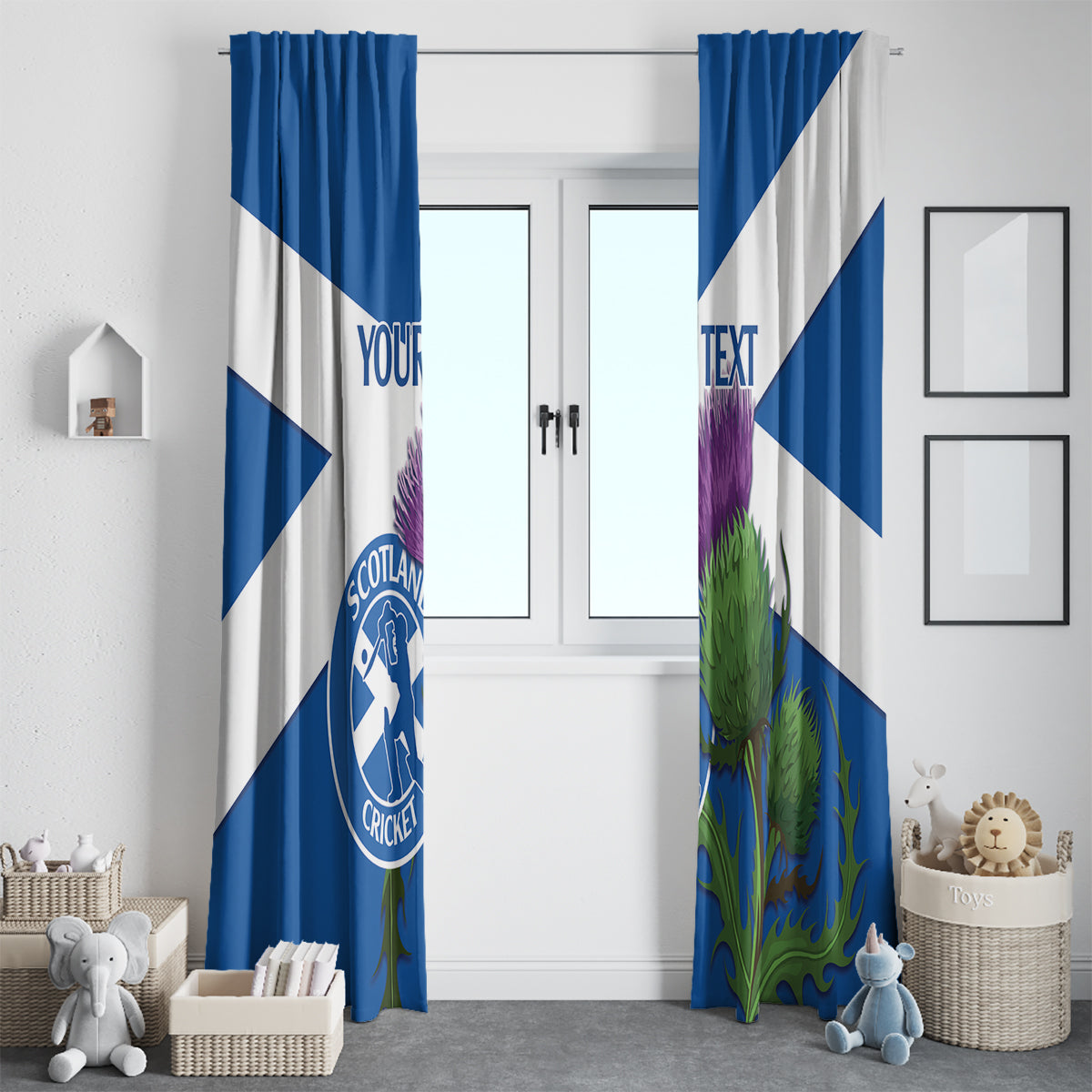 Custom Scotland Cricket Window Curtain 2024 Scottish Thistle Flag Style - Wonder Print Shop