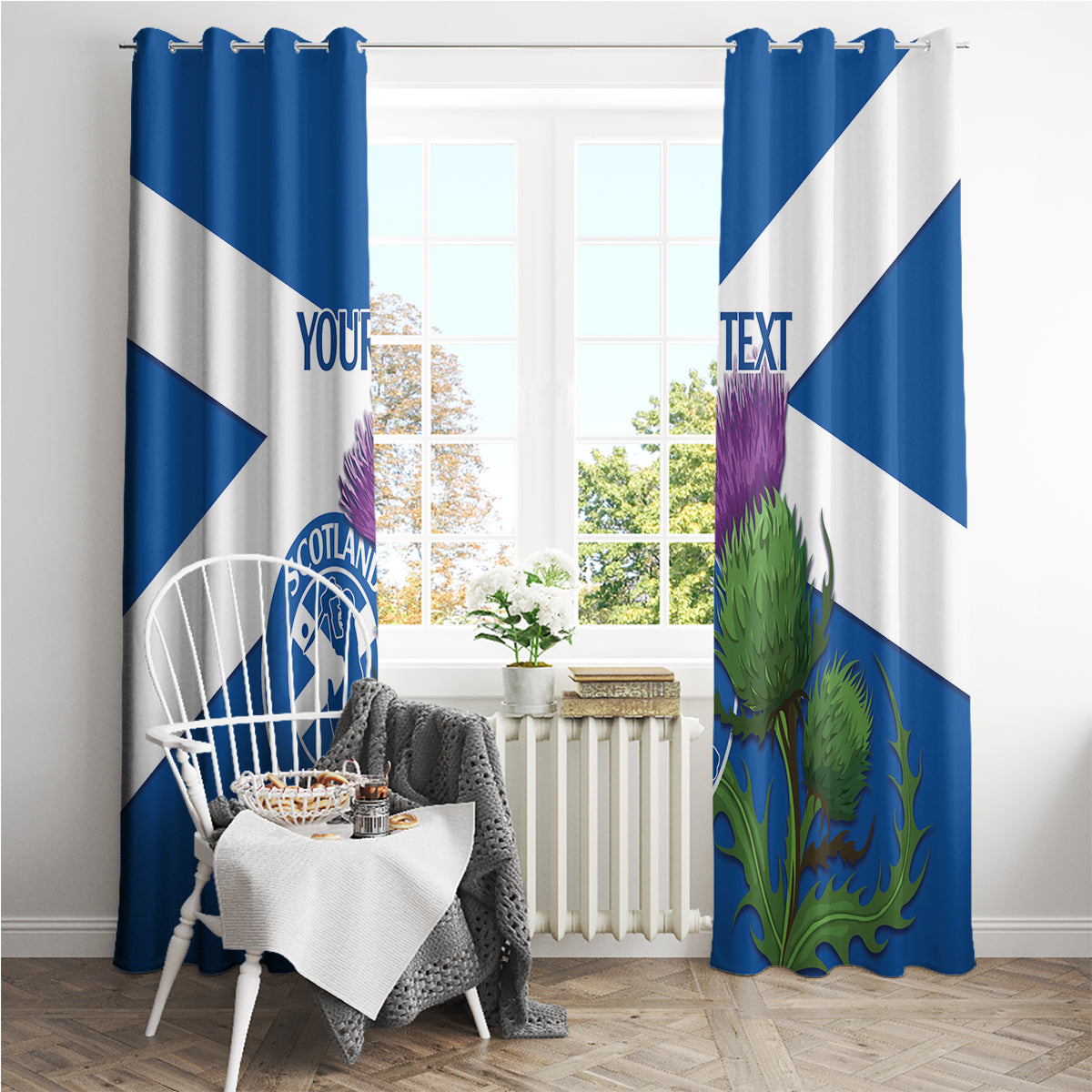 Custom Scotland Cricket Window Curtain 2024 Scottish Thistle Flag Style - Wonder Print Shop