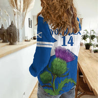 Custom Scotland Cricket Women Casual Shirt 2024 Scottish Thistle Flag Style - Wonder Print Shop