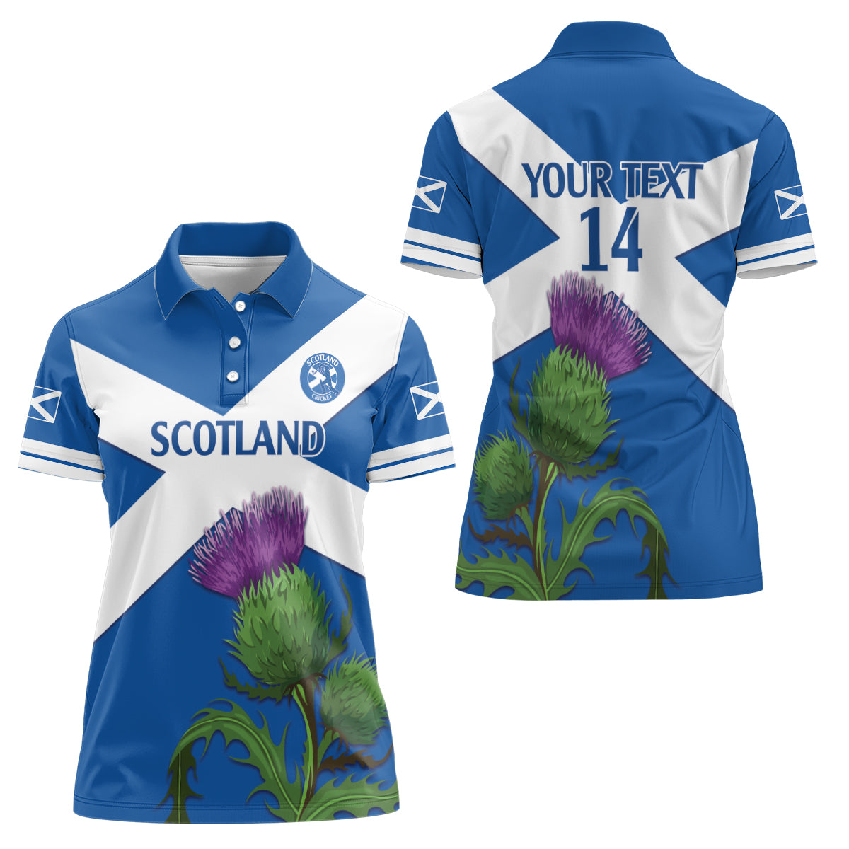Custom Scotland Cricket Women Polo Shirt 2024 Scottish Thistle Flag Style - Wonder Print Shop