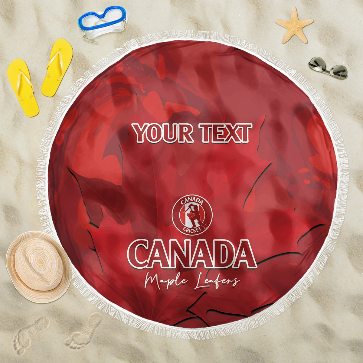 Custom Canada Cricket Beach Blanket 2024 Maple Leaf Go Champions