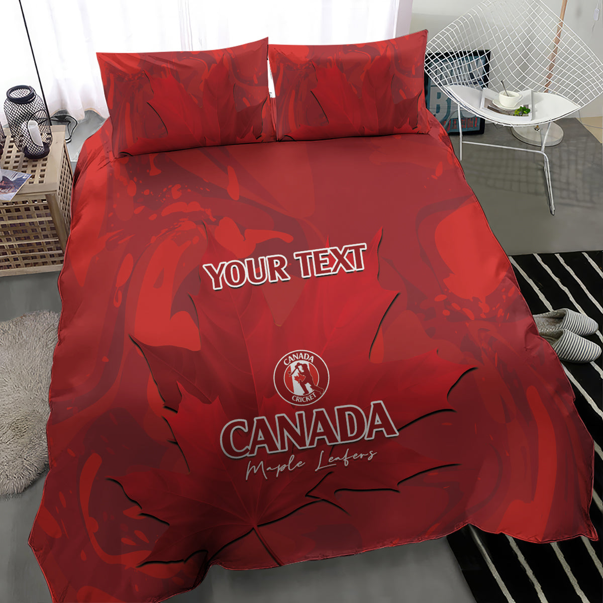 Custom Canada Cricket Bedding Set 2024 Maple Leaf Go Champions - Wonder Print Shop