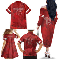 Custom Canada Cricket Family Matching Off The Shoulder Long Sleeve Dress and Hawaiian Shirt 2024 Maple Leaf Go Champions - Wonder Print Shop