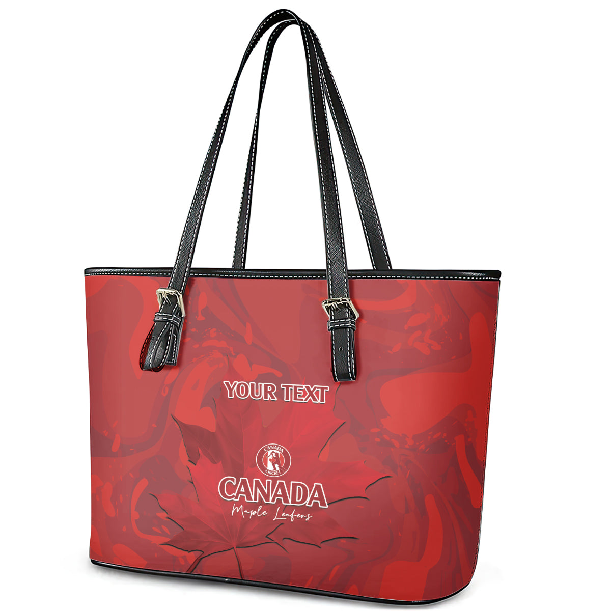 Custom Canada Cricket Leather Tote Bag 2024 Maple Leaf Go Champions - Wonder Print Shop