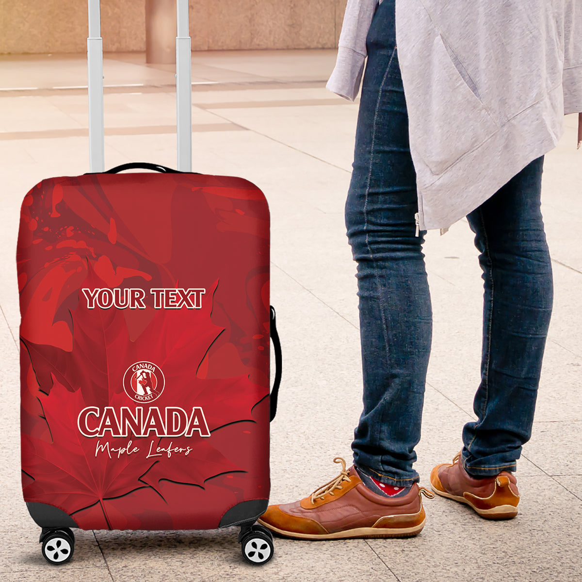 Custom Canada Cricket Luggage Cover 2024 Maple Leaf Go Champions