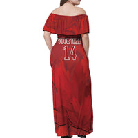 Custom Canada Cricket Off Shoulder Maxi Dress 2024 Maple Leaf Go Champions - Wonder Print Shop