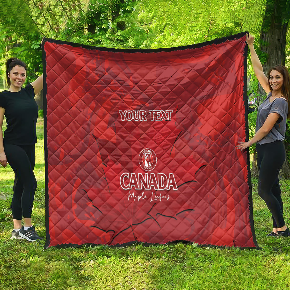 Custom Canada Cricket Quilt 2024 Maple Leaf Go Champions - Wonder Print Shop