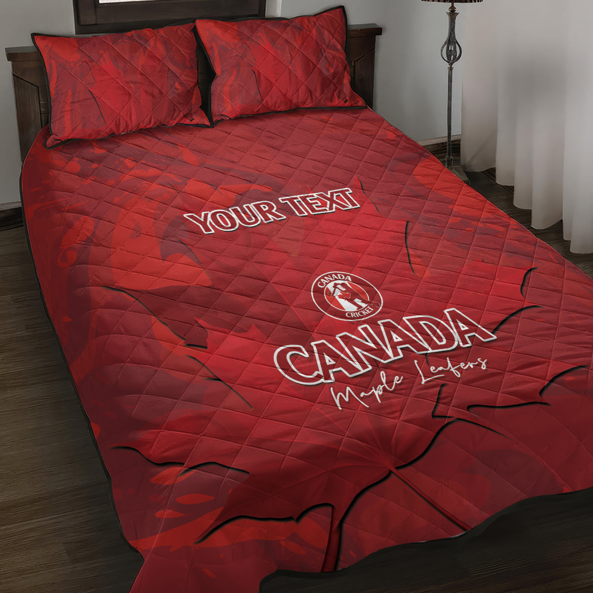 Custom Canada Cricket Quilt Bed Set 2024 Maple Leaf Go Champions - Wonder Print Shop
