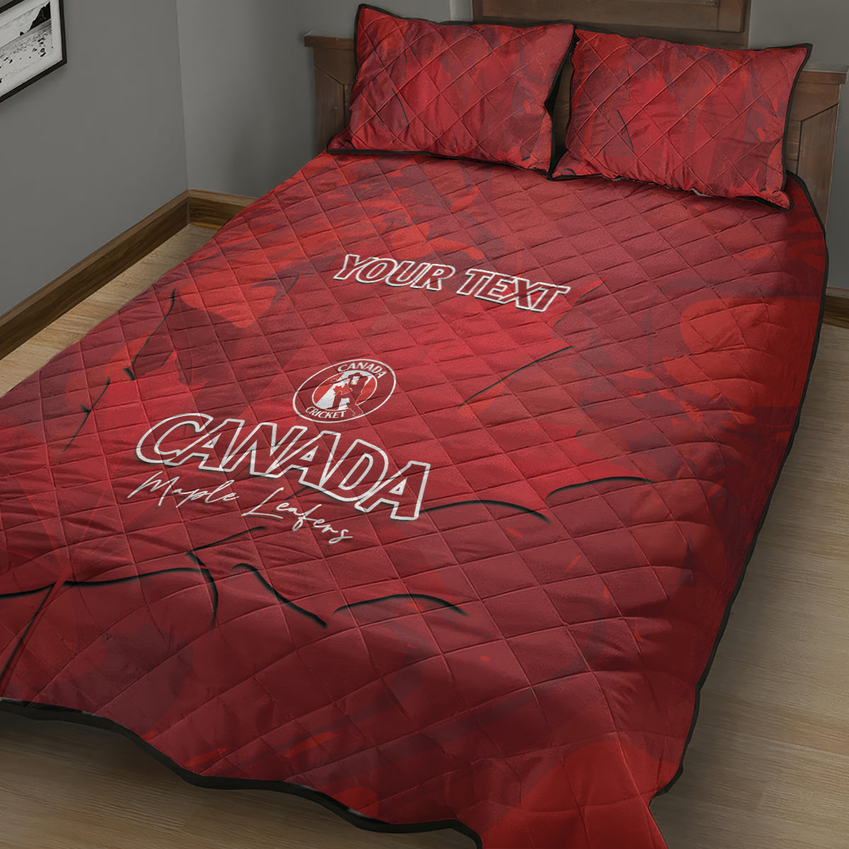 Custom Canada Cricket Quilt Bed Set 2024 Maple Leaf Go Champions - Wonder Print Shop