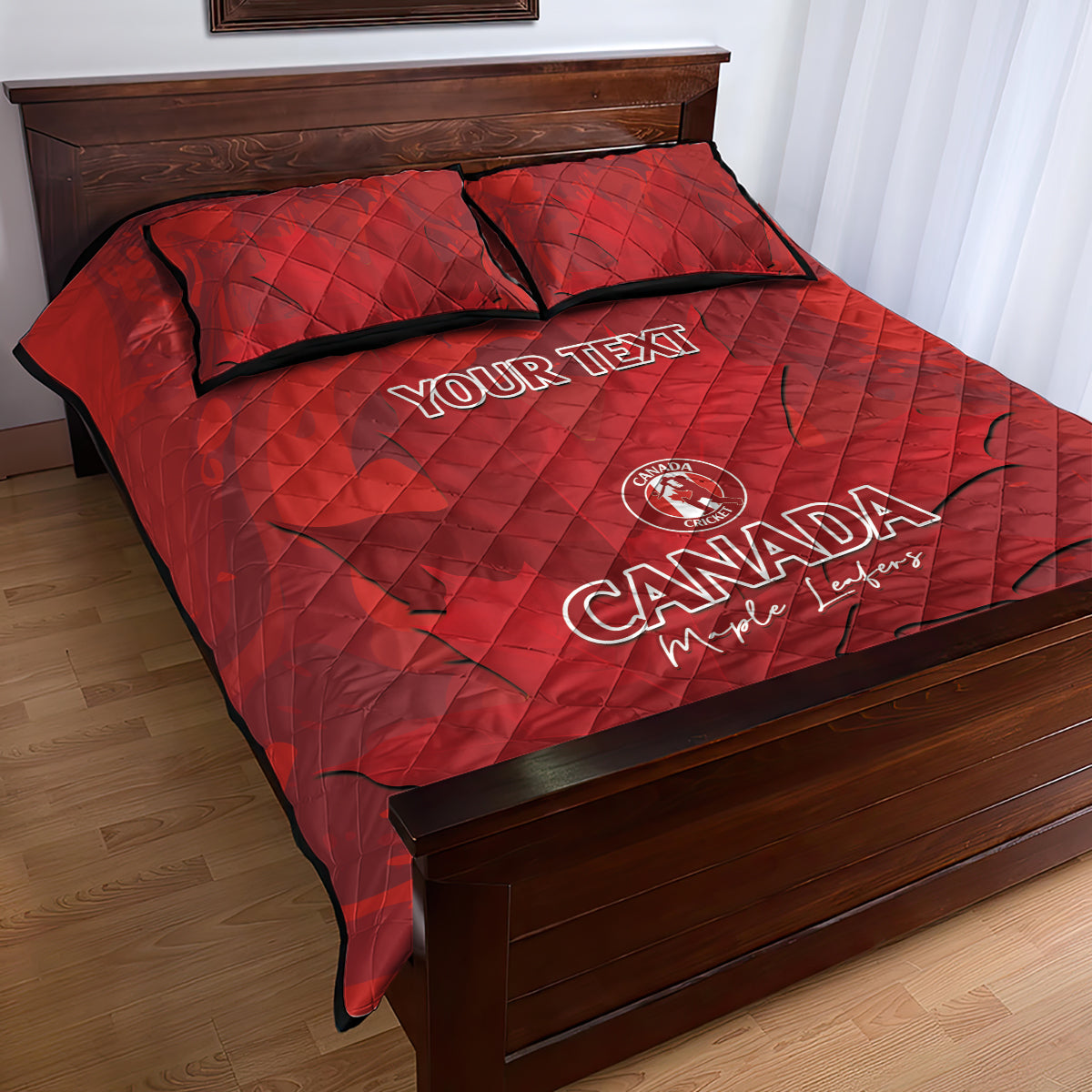 Custom Canada Cricket Quilt Bed Set 2024 Maple Leaf Go Champions - Wonder Print Shop