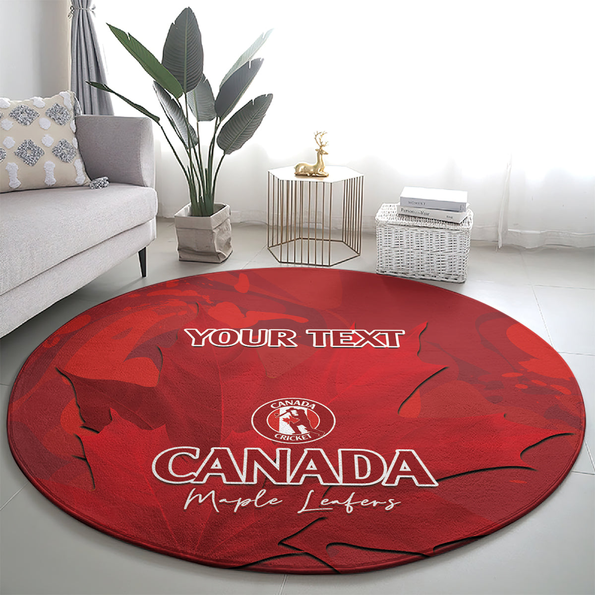 Custom Canada Cricket Round Carpet 2024 Maple Leaf Go Champions