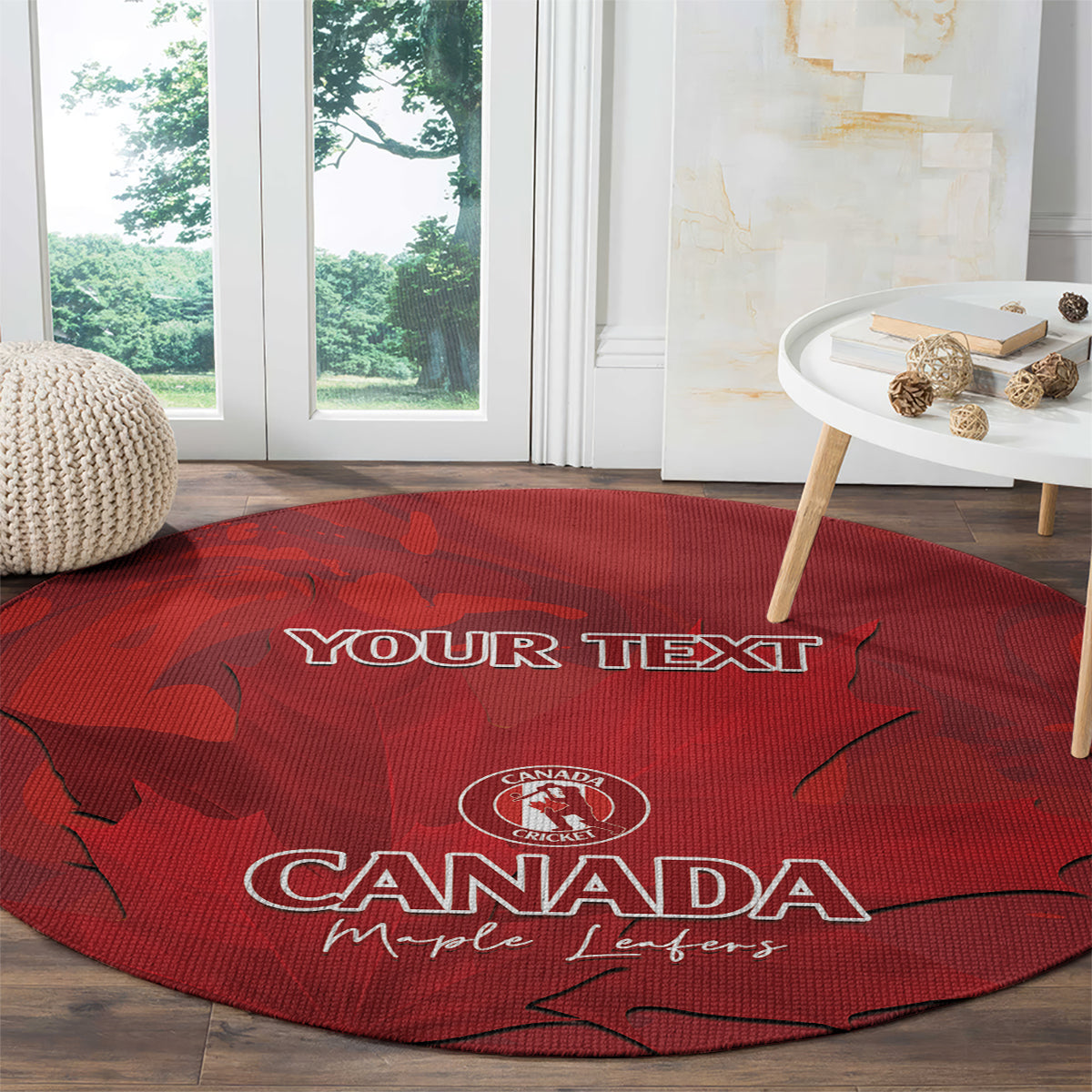 Custom Canada Cricket Round Carpet 2024 Maple Leaf Go Champions