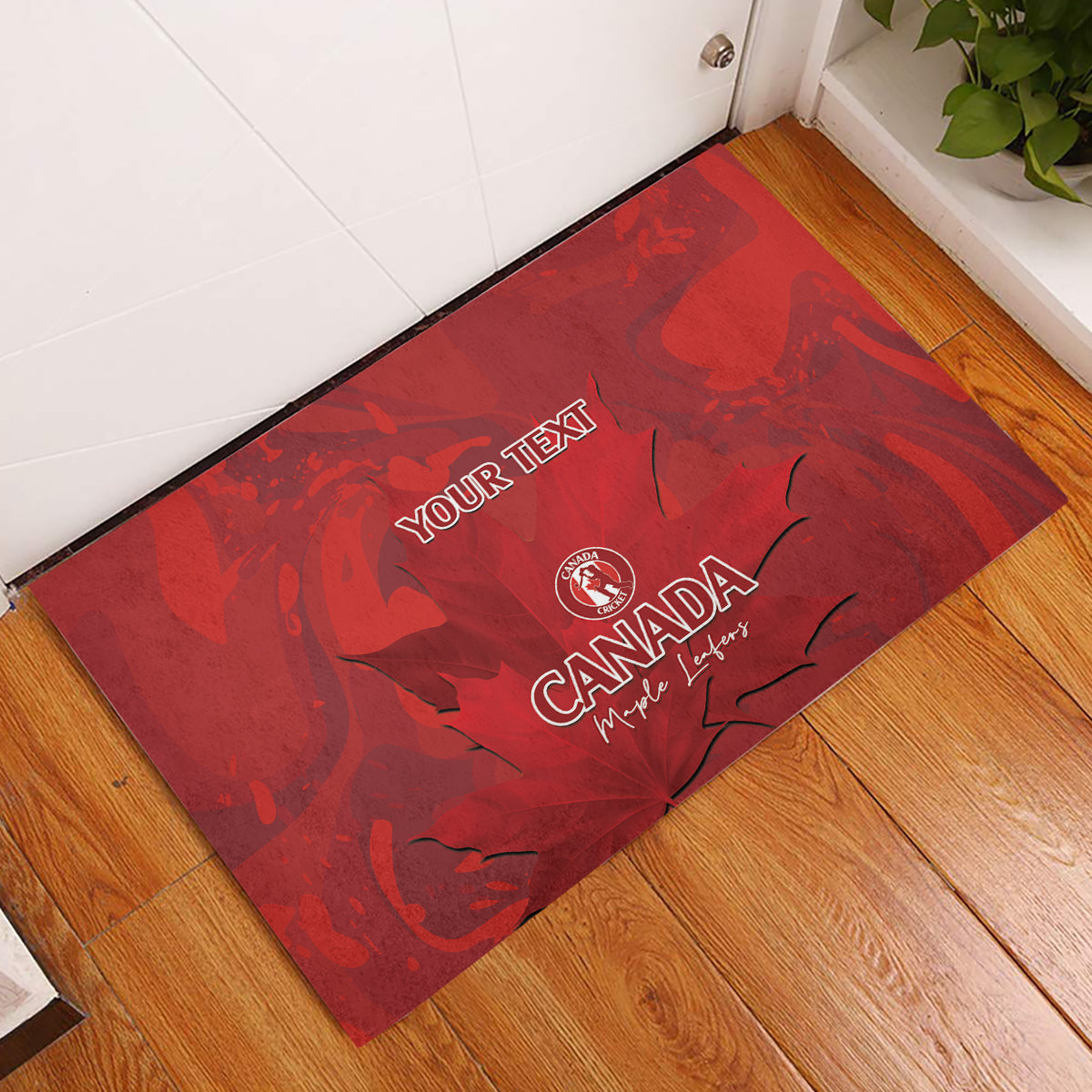 Custom Canada Cricket Rubber Doormat 2024 Maple Leaf Go Champions - Wonder Print Shop