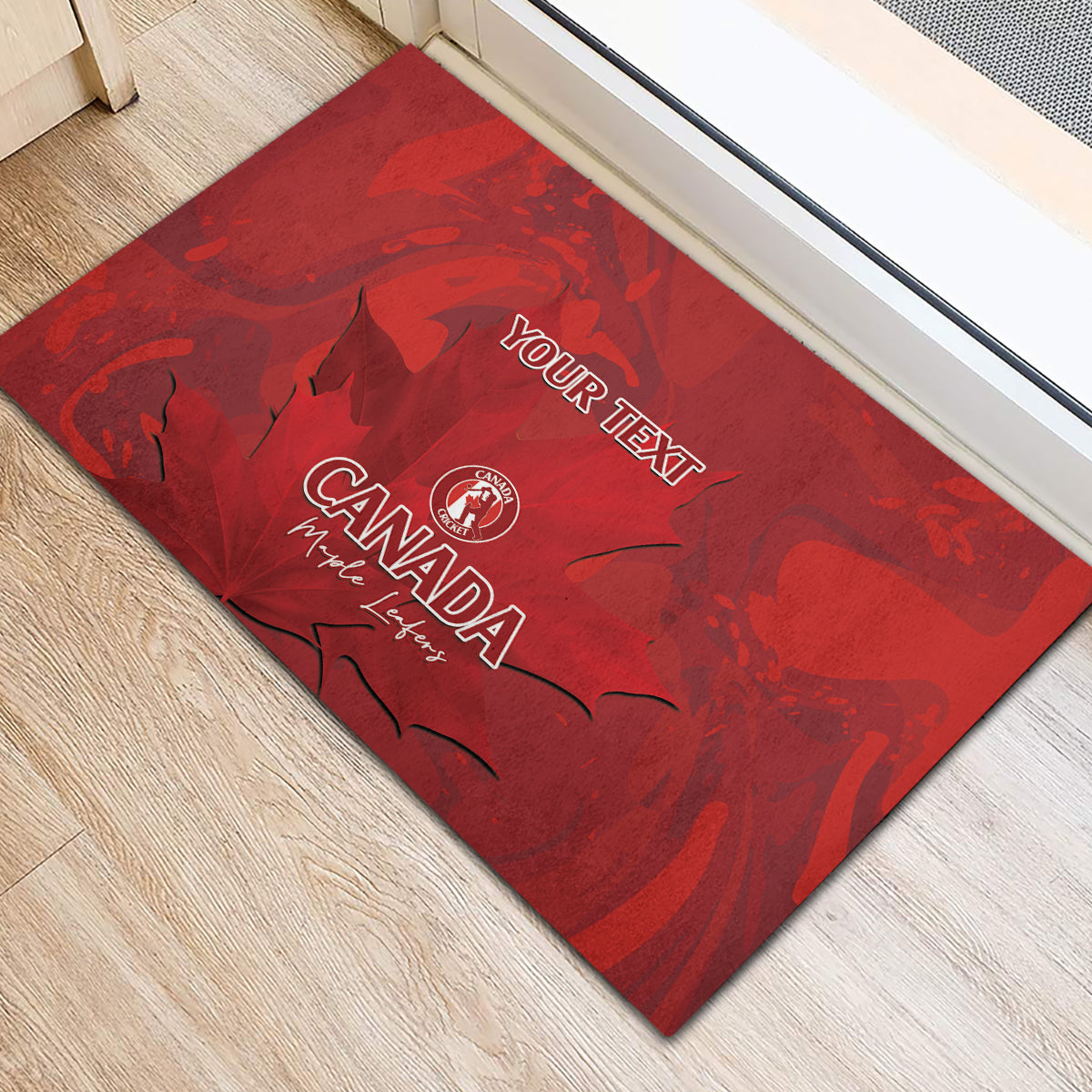 Custom Canada Cricket Rubber Doormat 2024 Maple Leaf Go Champions - Wonder Print Shop