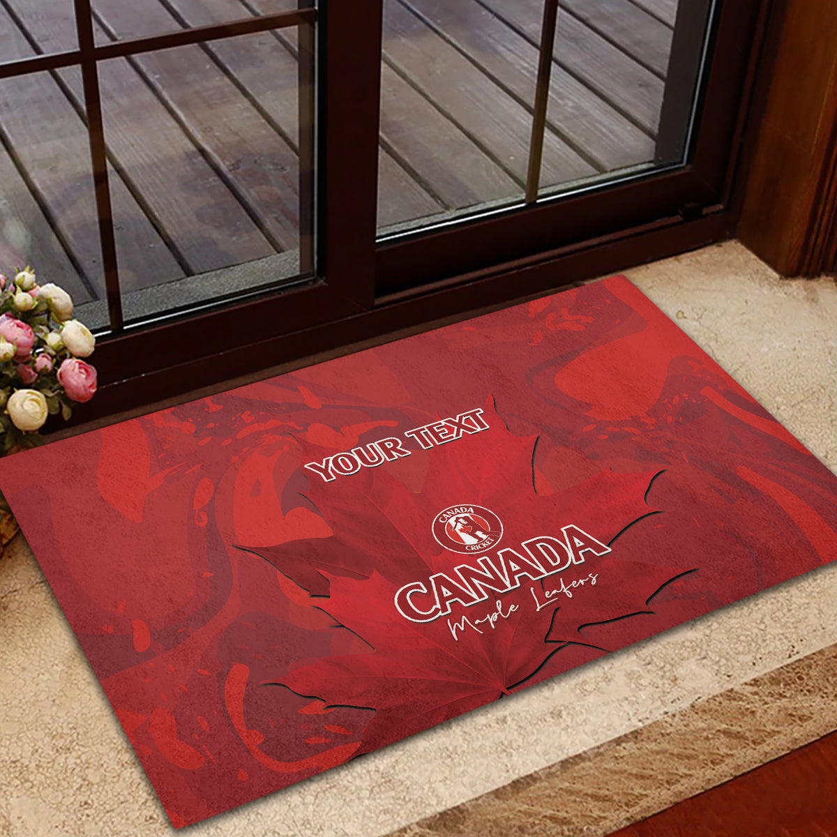 Custom Canada Cricket Rubber Doormat 2024 Maple Leaf Go Champions - Wonder Print Shop