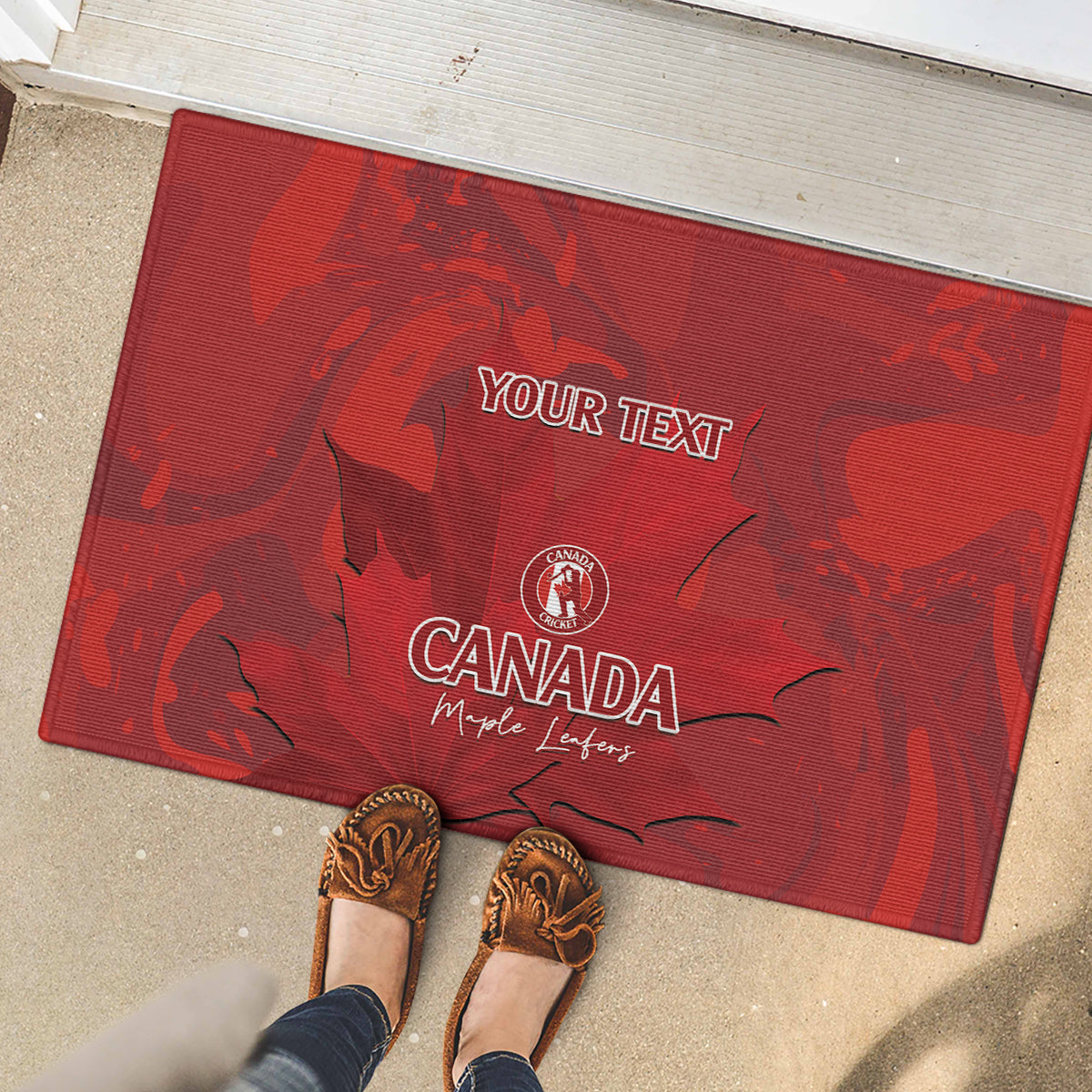 Custom Canada Cricket Rubber Doormat 2024 Maple Leaf Go Champions - Wonder Print Shop
