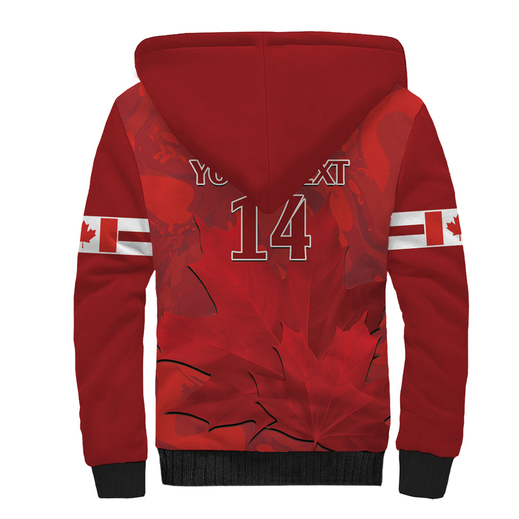 Custom Canada Cricket Sherpa Hoodie 2024 Maple Leaf Go Champions - Wonder Print Shop