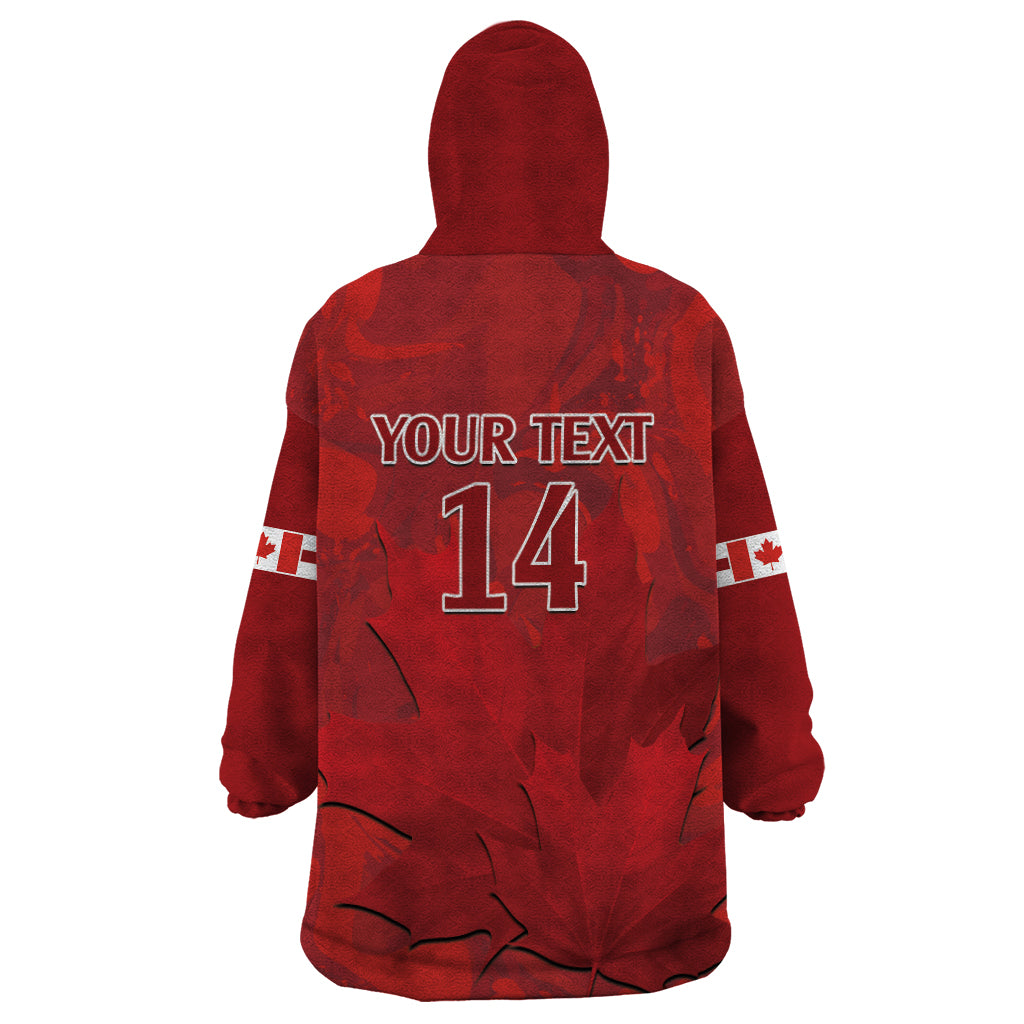 Custom Canada Cricket Wearable Blanket Hoodie 2024 Maple Leaf Go Champions - Wonder Print Shop