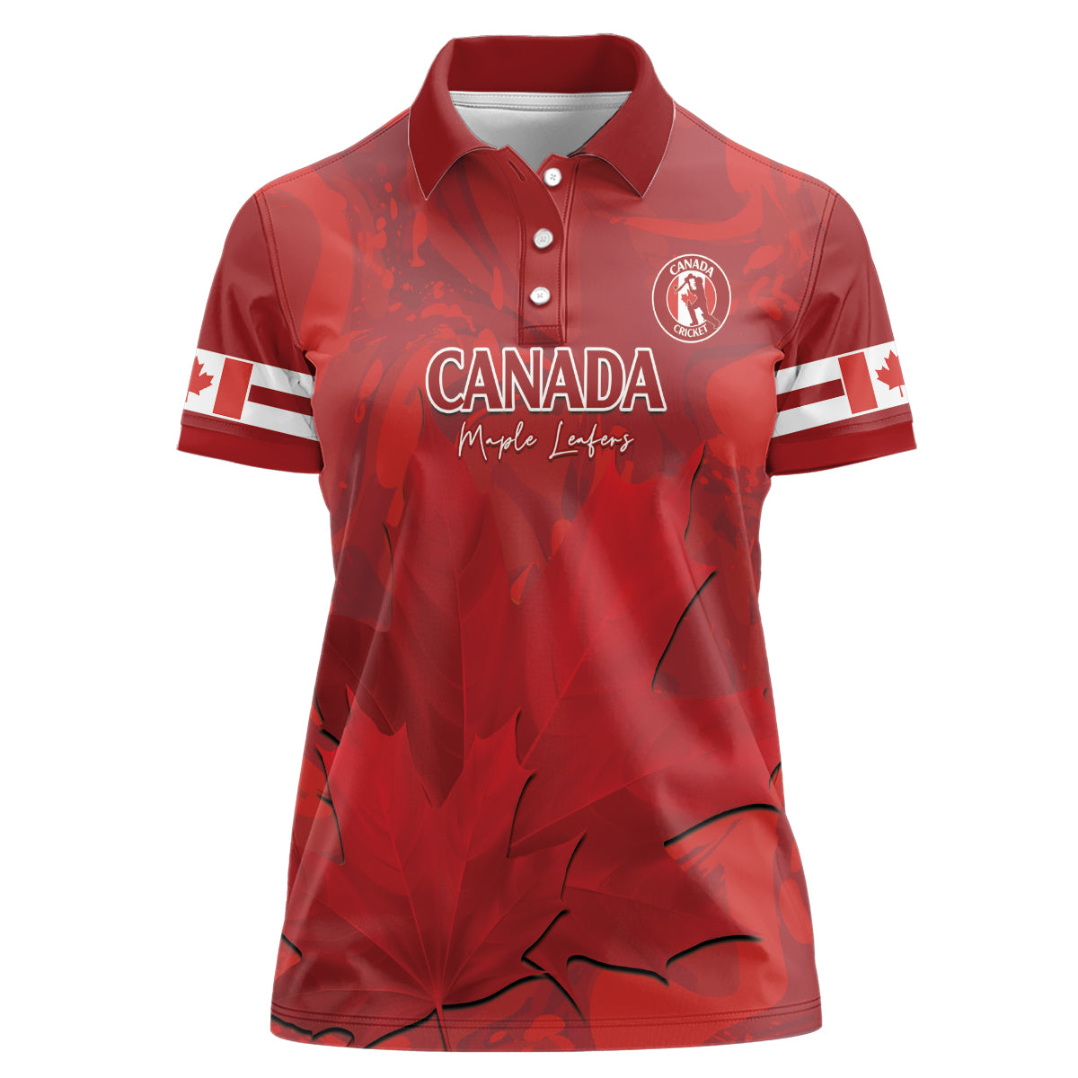 Custom Canada Cricket Women Polo Shirt 2024 Maple Leaf Go Champions - Wonder Print Shop