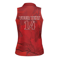 Custom Canada Cricket Women Sleeveless Polo Shirt 2024 Maple Leaf Go Champions - Wonder Print Shop