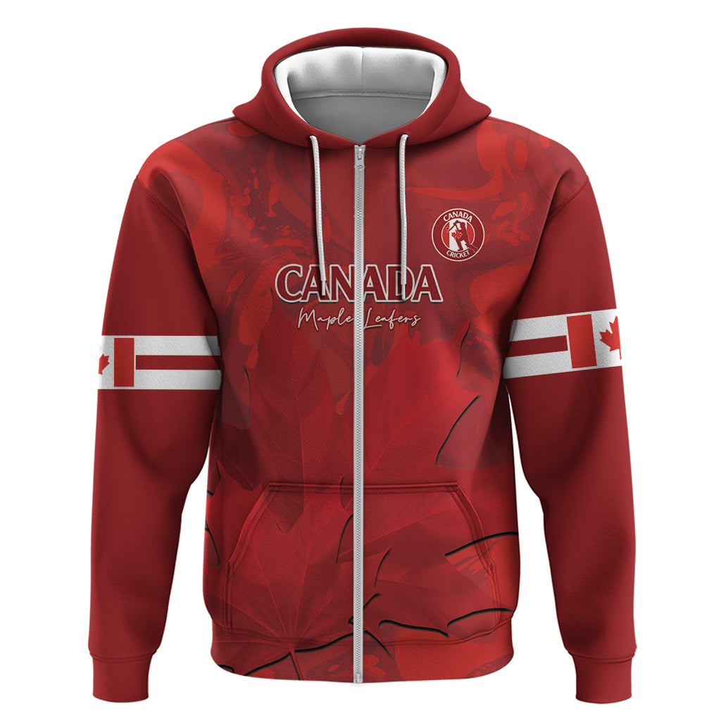 Custom Canada Cricket Zip Hoodie 2024 Maple Leaf Go Champions - Wonder Print Shop