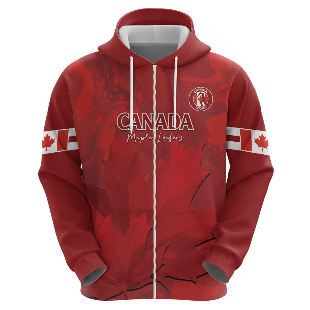 Custom Canada Cricket Zip Hoodie 2024 Maple Leaf Go Champions - Wonder Print Shop