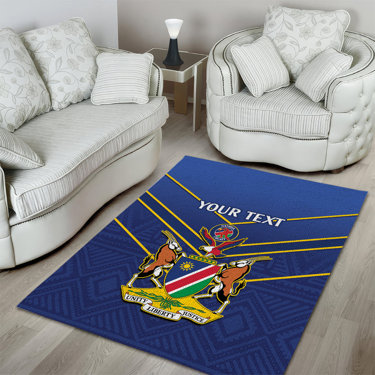Custom Namibia Cricket Area Rug 2024 Go Eagles African Pattern - Wonder Print Shop