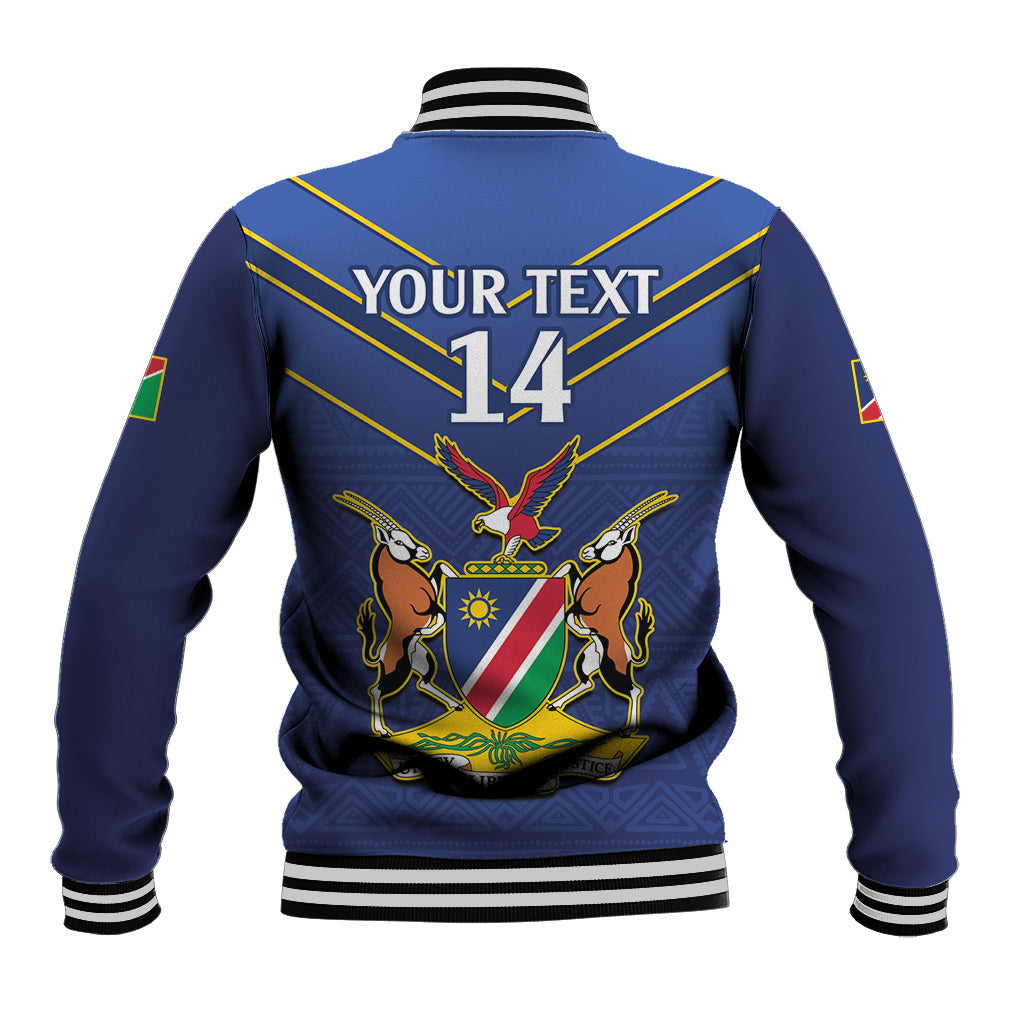 Custom Namibia Cricket Baseball Jacket 2024 Go Eagles African Pattern - Wonder Print Shop