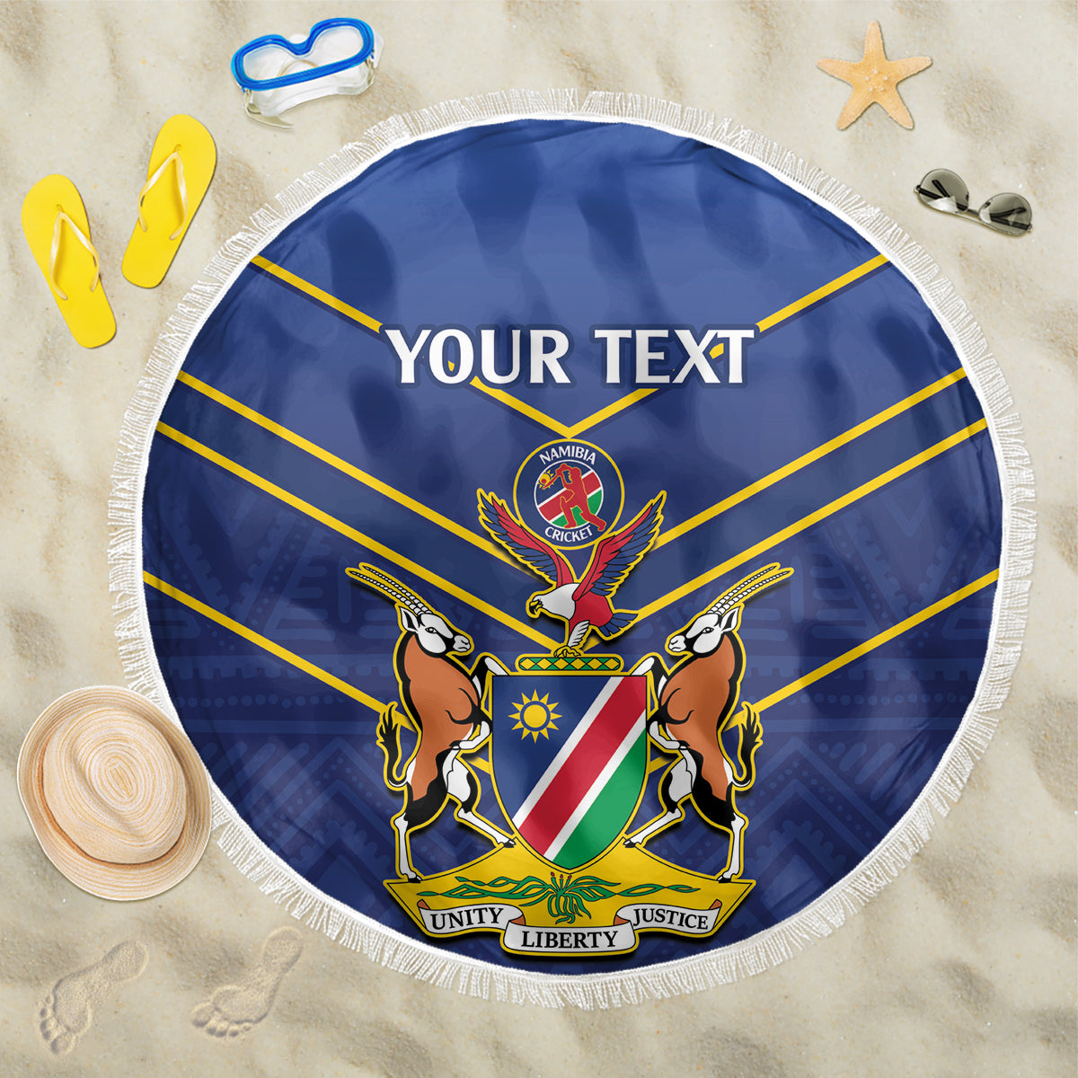 Custom Namibia Cricket Beach Blanket 2024 Go Eagles African Pattern