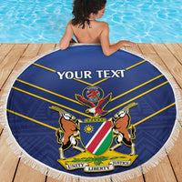 Custom Namibia Cricket Beach Blanket 2024 Go Eagles African Pattern - Wonder Print Shop
