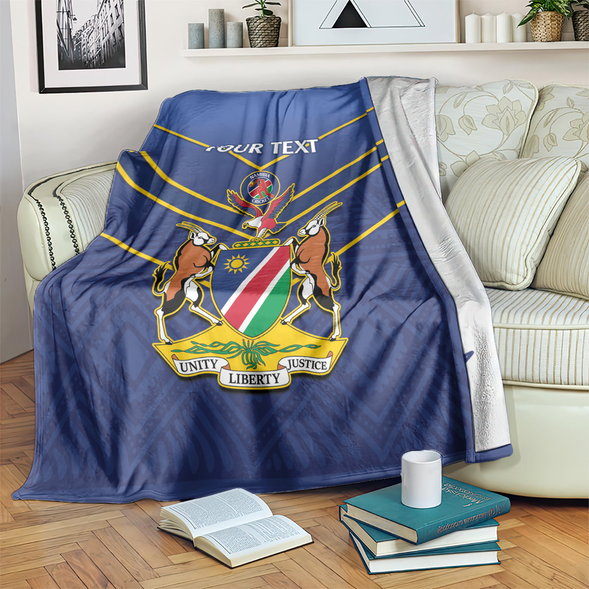 Custom Namibia Cricket Blanket 2024 Go Eagles African Pattern
