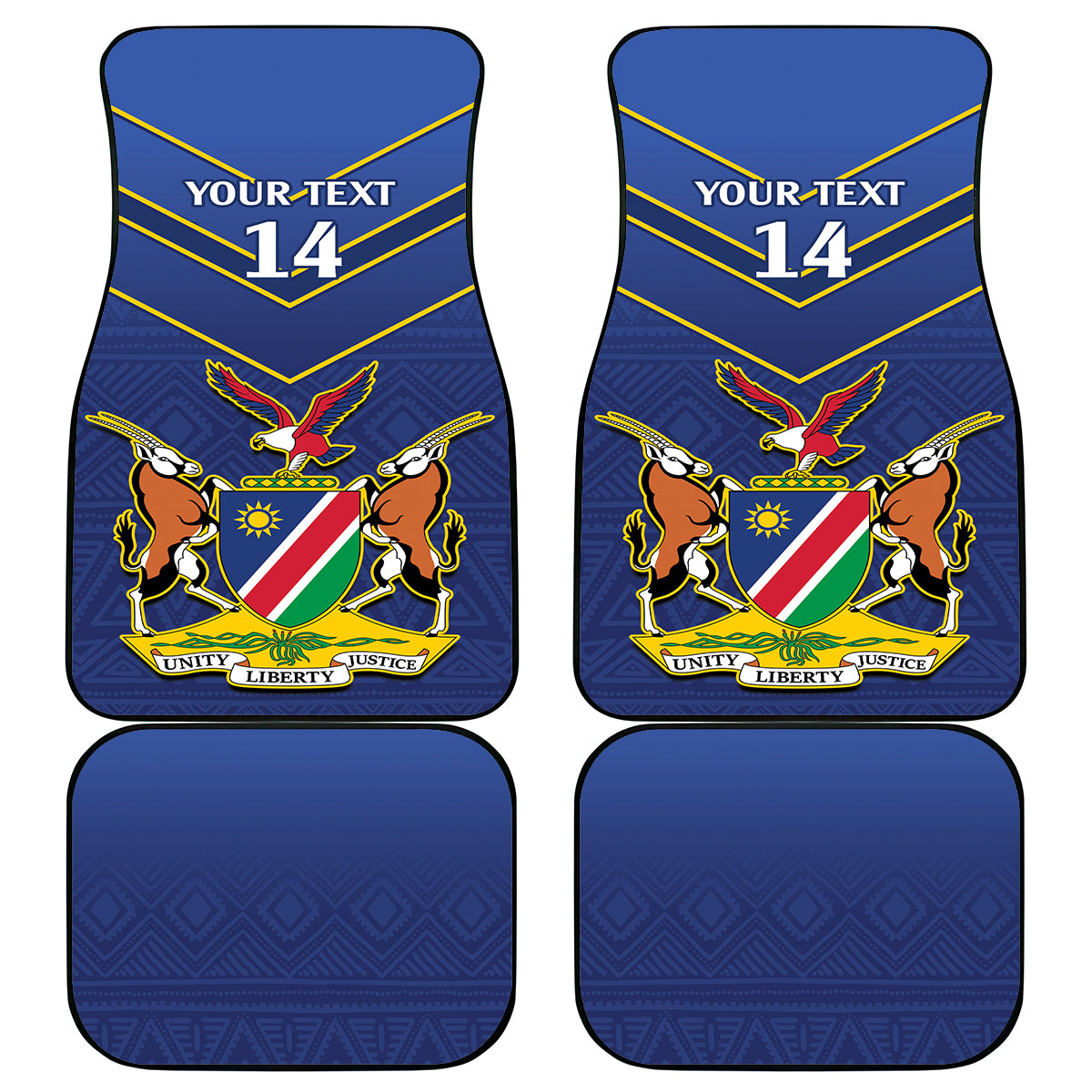 Custom Namibia Cricket Car Mats 2024 Go Eagles African Pattern - Wonder Print Shop