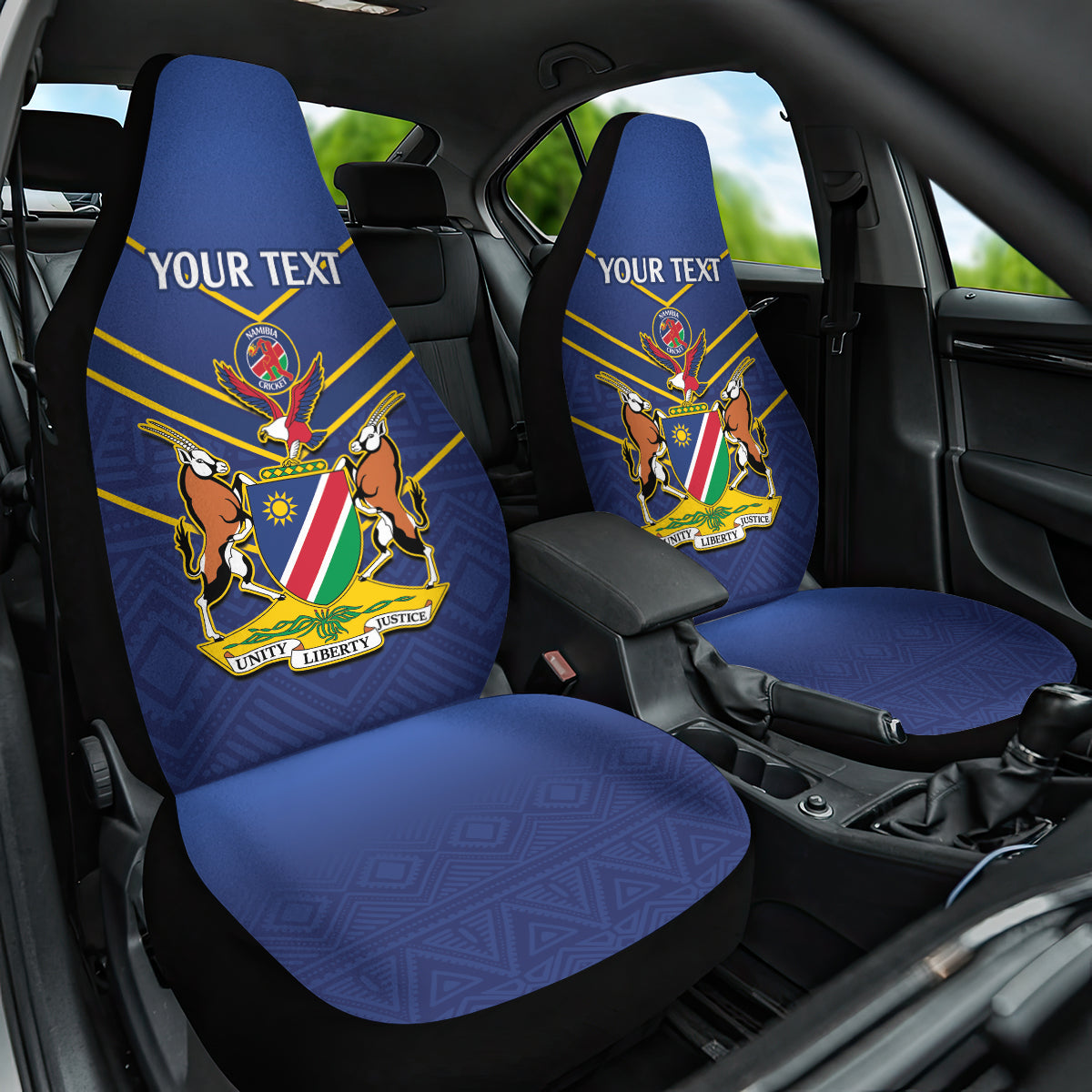 Custom Namibia Cricket Car Seat Cover 2024 Go Eagles African Pattern