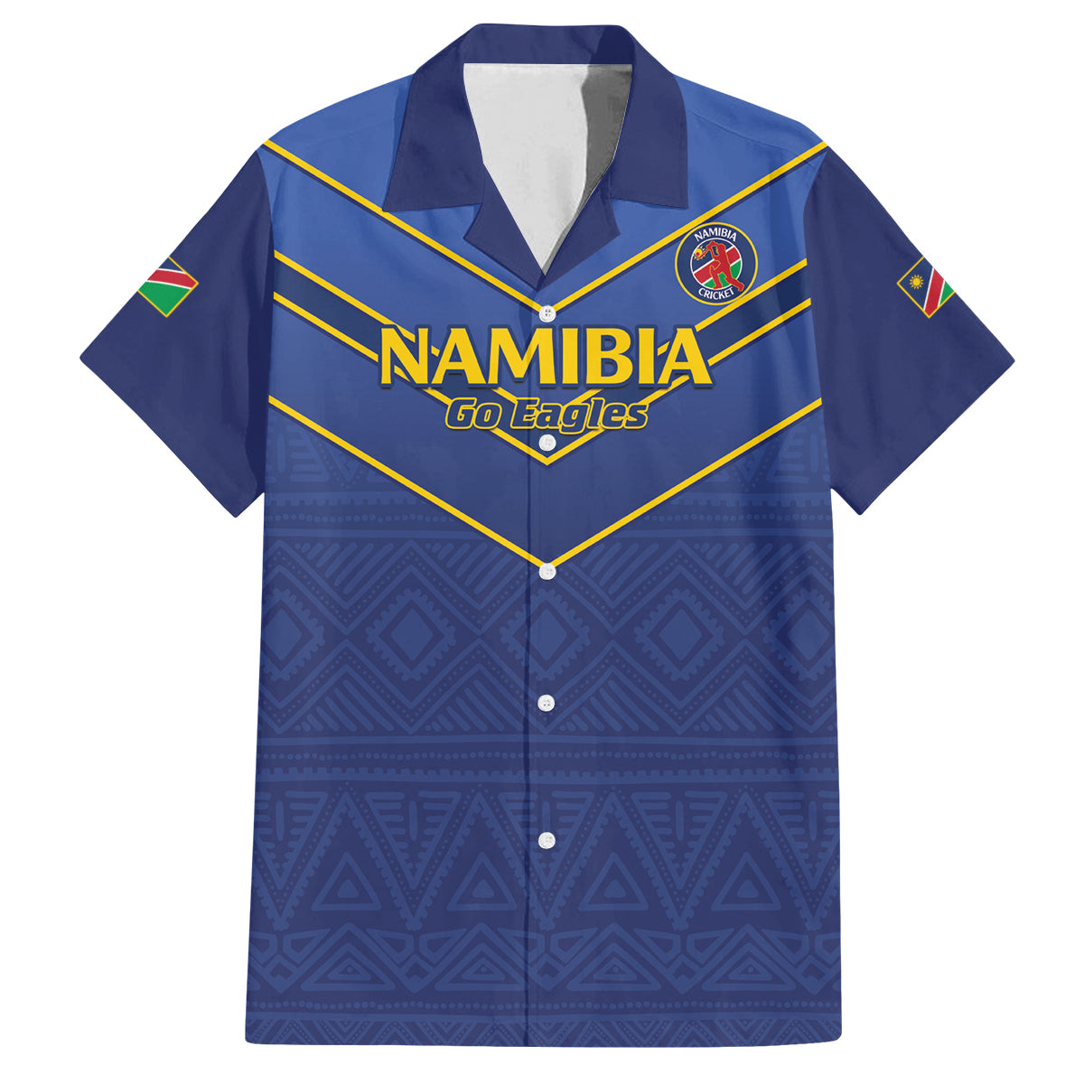 Custom Namibia Cricket Family Matching Off Shoulder Short Dress and Hawaiian Shirt 2024 Go Eagles African Pattern - Wonder Print Shop