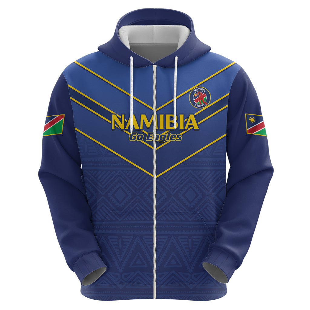 Custom Namibia Cricket Hoodie 2024 Go Eagles African Pattern - Wonder Print Shop