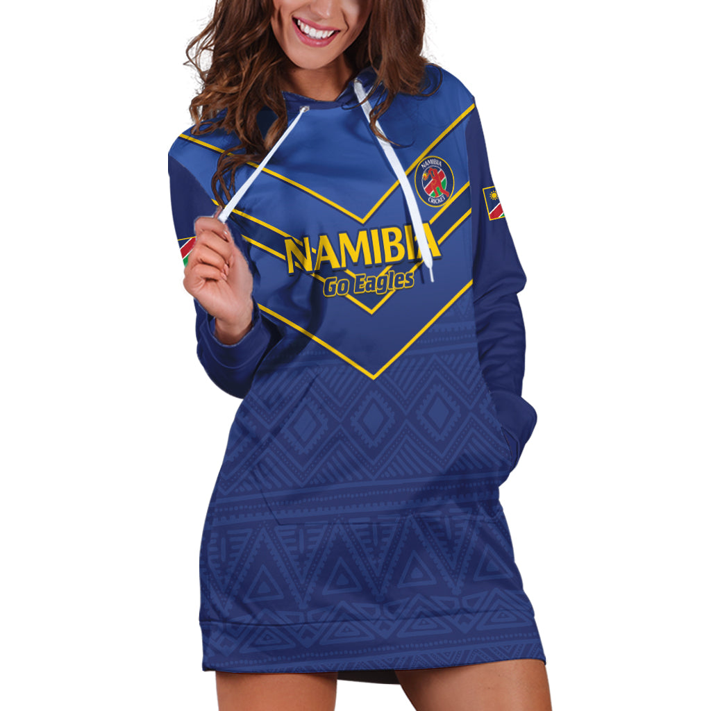 Custom Namibia Cricket Hoodie Dress 2024 Go Eagles African Pattern - Wonder Print Shop