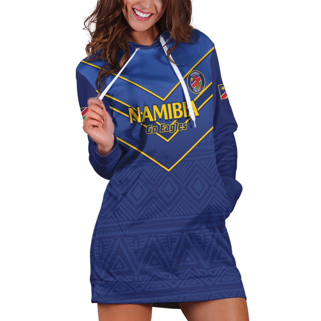 Custom Namibia Cricket Hoodie Dress 2024 Go Eagles African Pattern