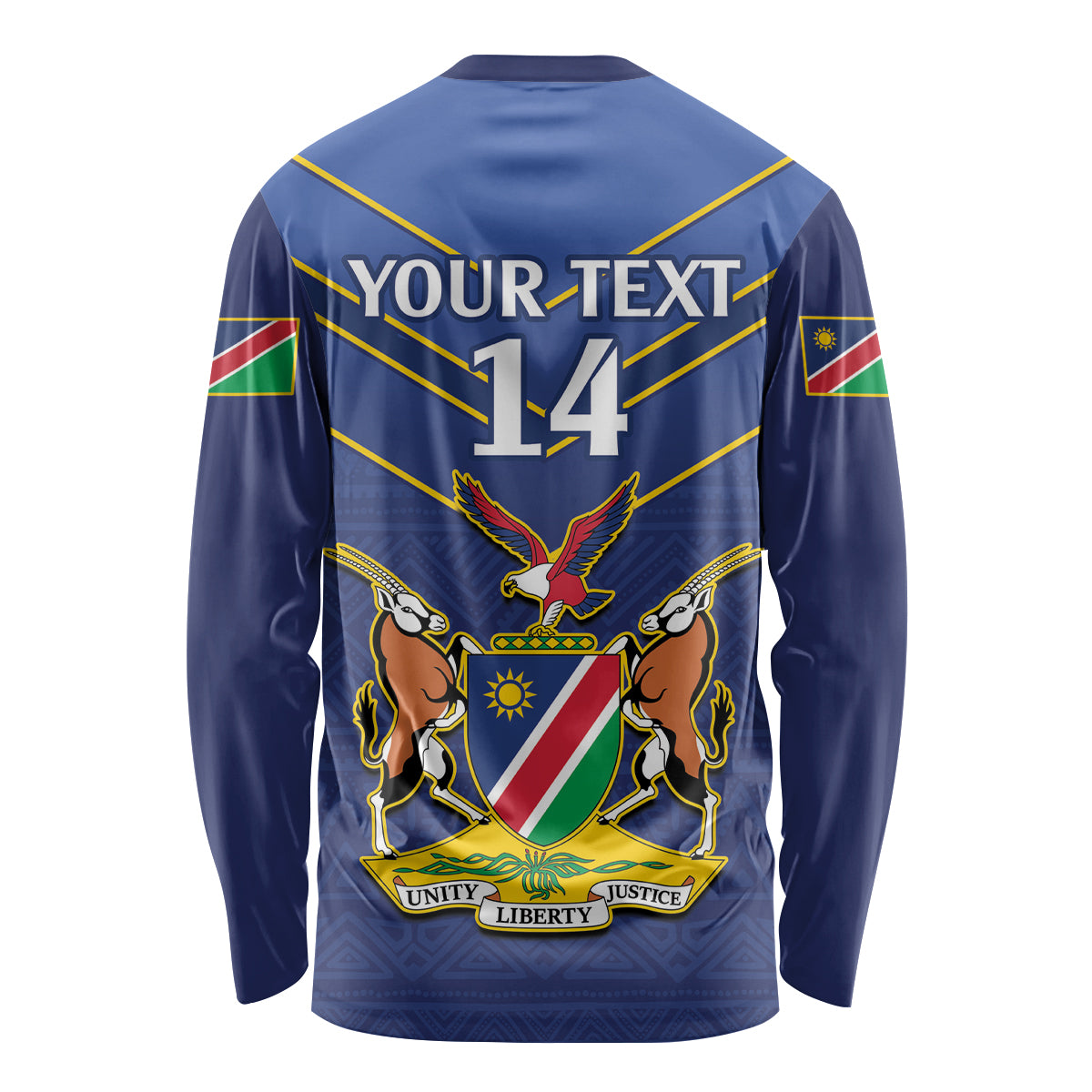 Custom Namibia Cricket Long Sleeve Shirt 2024 Go Eagles African Pattern - Wonder Print Shop