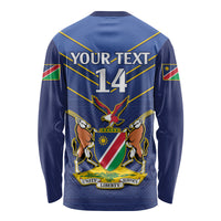 Custom Namibia Cricket Long Sleeve Shirt 2024 Go Eagles African Pattern - Wonder Print Shop