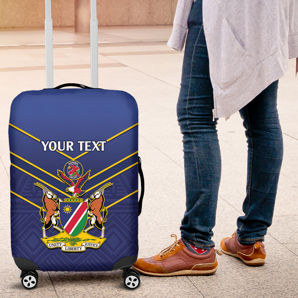 Custom Namibia Cricket Luggage Cover 2024 Go Eagles African Pattern