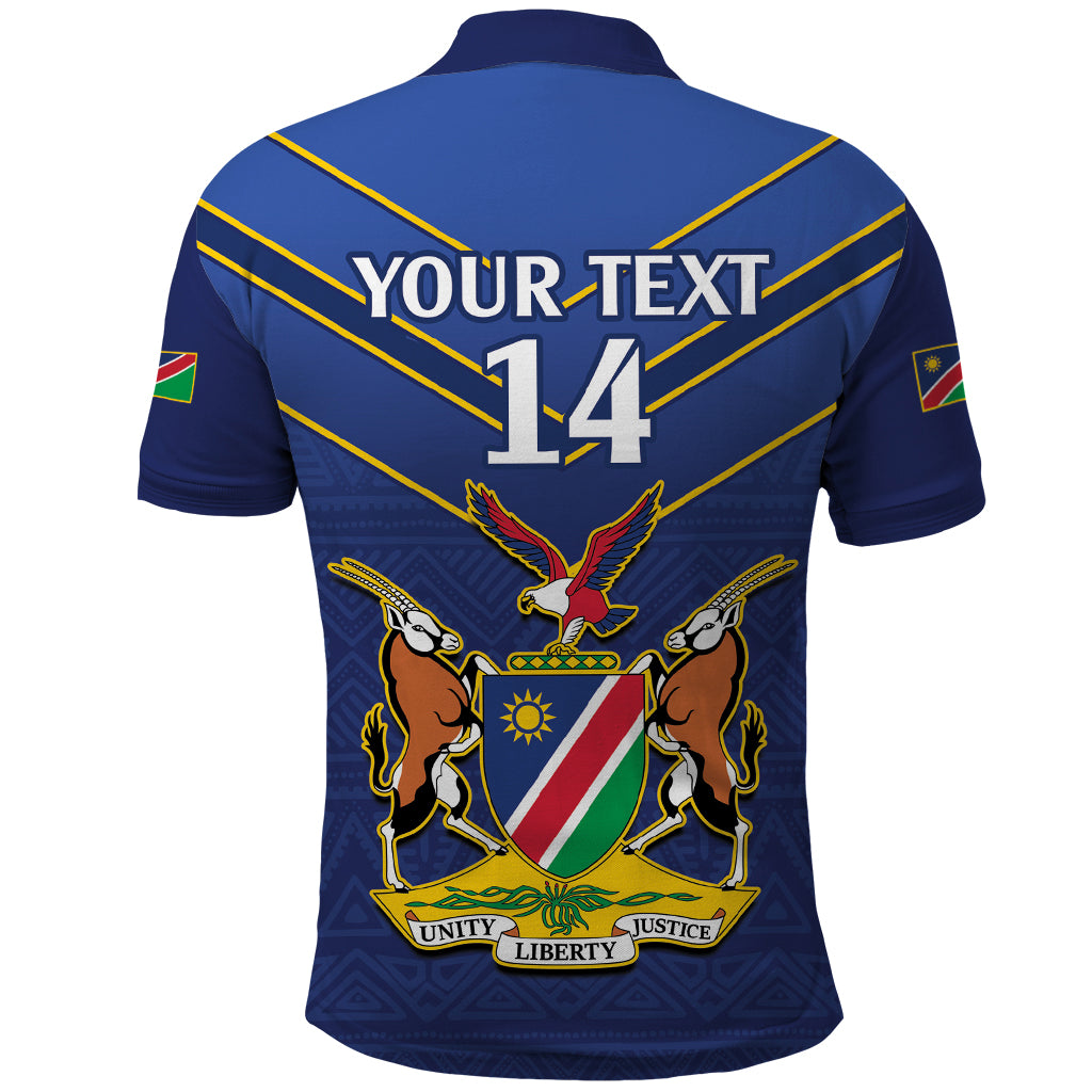 Custom Namibia Cricket Polo Shirt 2024 Go Eagles African Pattern - Wonder Print Shop