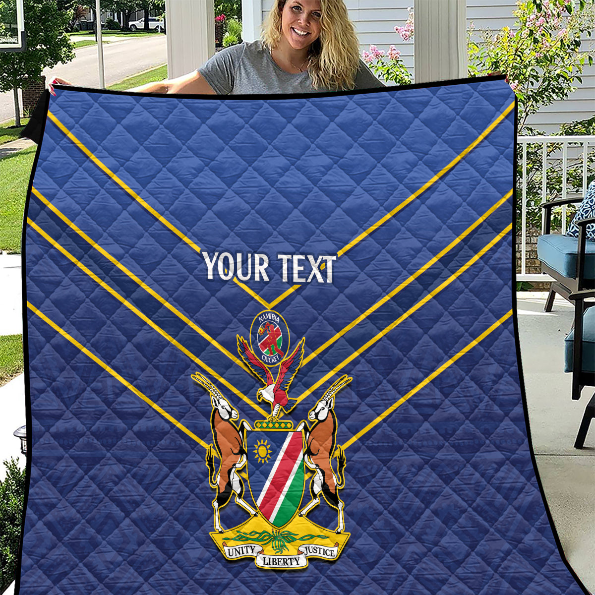 Custom Namibia Cricket Quilt 2024 Go Eagles African Pattern - Wonder Print Shop