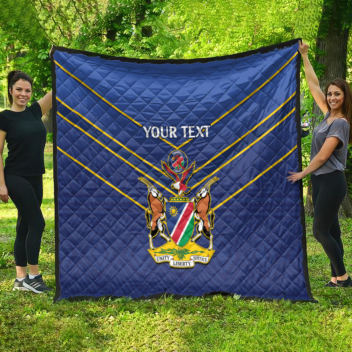 Custom Namibia Cricket Quilt 2024 Go Eagles African Pattern - Wonder Print Shop