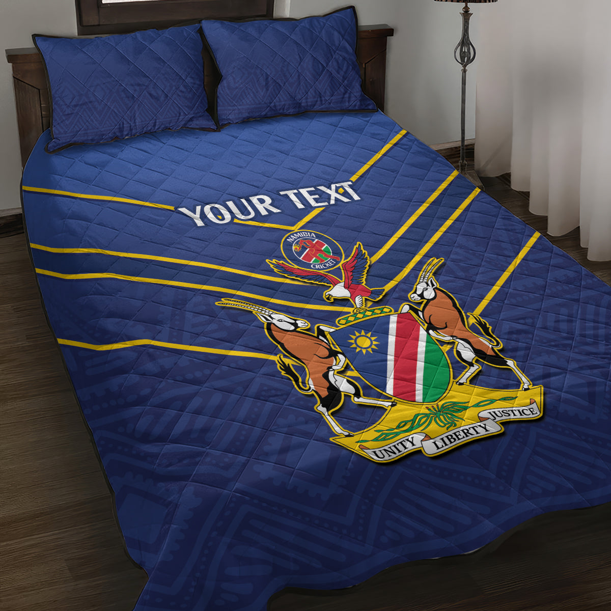 Custom Namibia Cricket Quilt Bed Set 2024 Go Eagles African Pattern - Wonder Print Shop