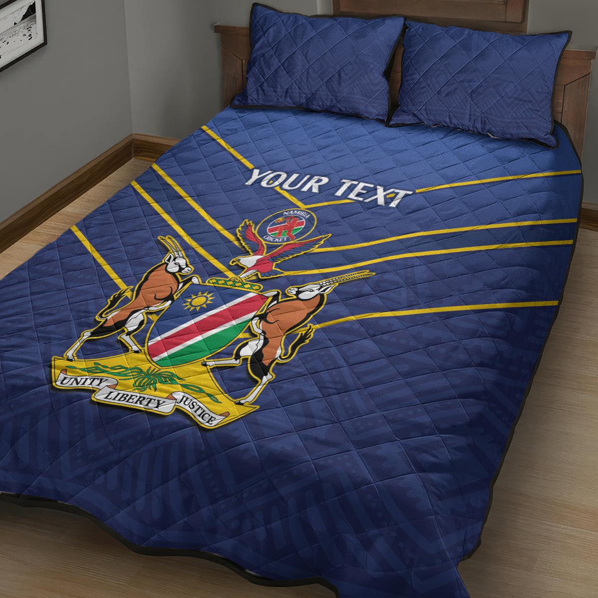 Custom Namibia Cricket Quilt Bed Set 2024 Go Eagles African Pattern - Wonder Print Shop
