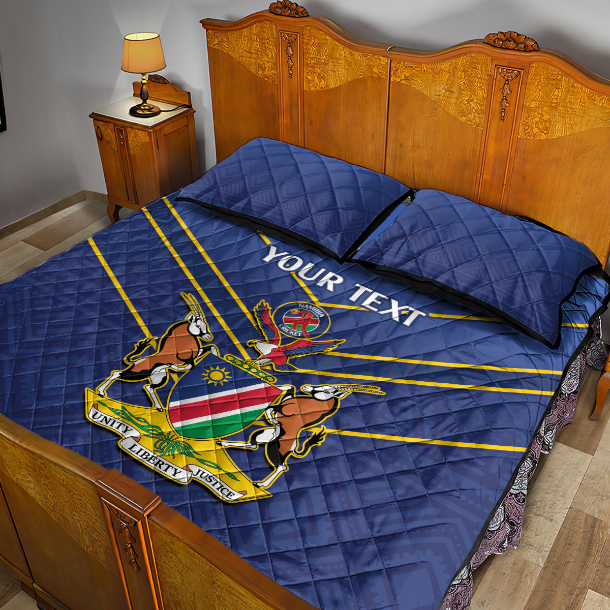 Custom Namibia Cricket Quilt Bed Set 2024 Go Eagles African Pattern - Wonder Print Shop